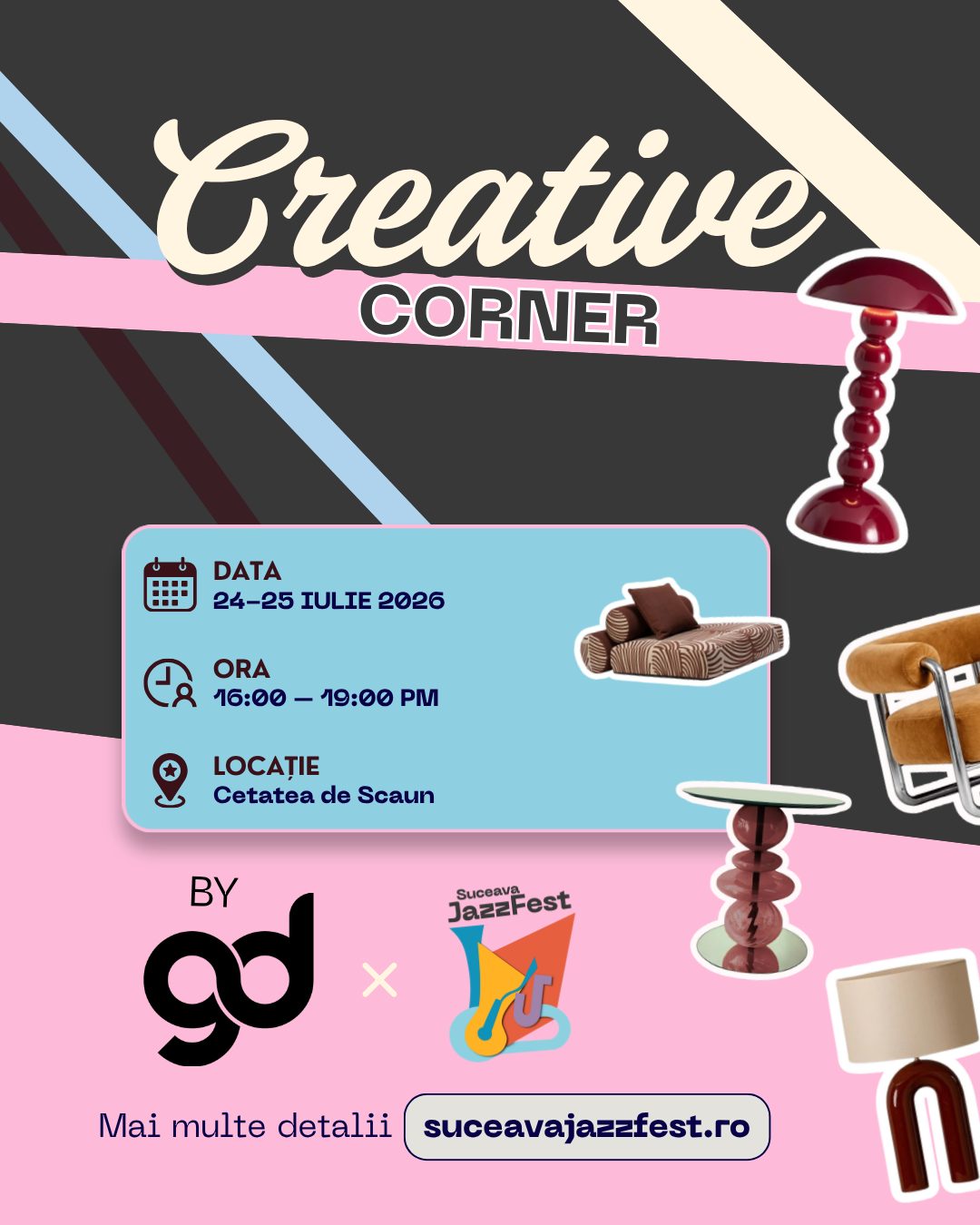 Creative Corner by Global Design - workshop de moodboard la Suceava Jazz Fest, 24-25 iulie, 16:00-19:00